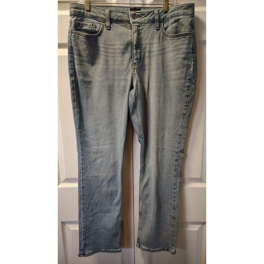 Lee Regular Fit Straight Leg Jeans Womens 14M Light Wash Blue Mid Rise Stretch